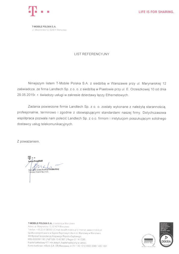 Referencje Landtech – T-Mobile
